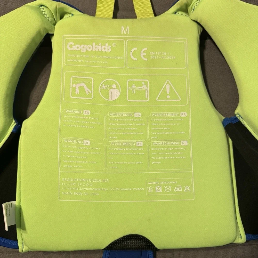 Gogokids‎ Toddler Medium Swim Life Jacket Blue Polka Dot Adjustable Swim Vest